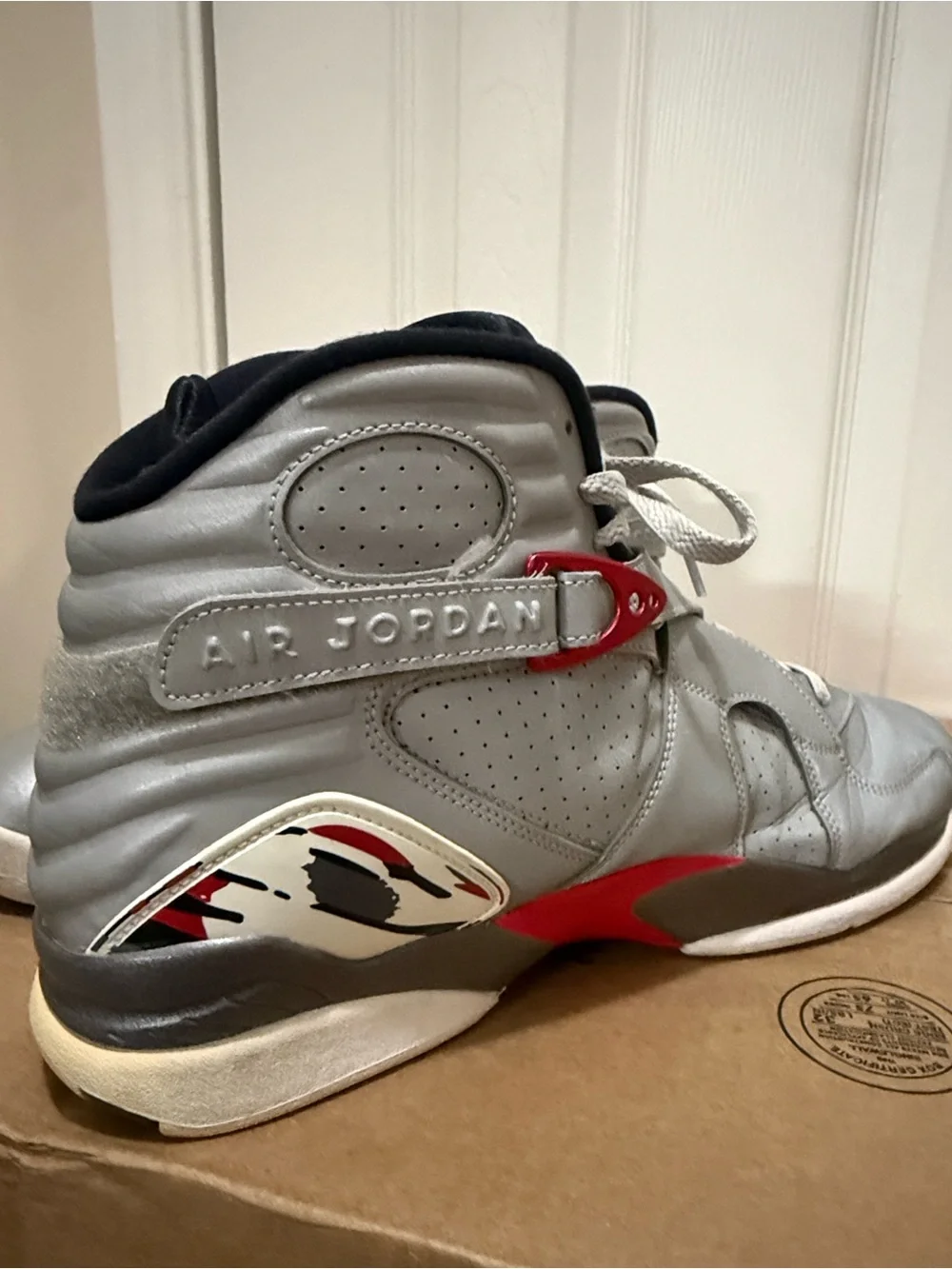 Jordan Kids Gray and Red High-Top Sneakers